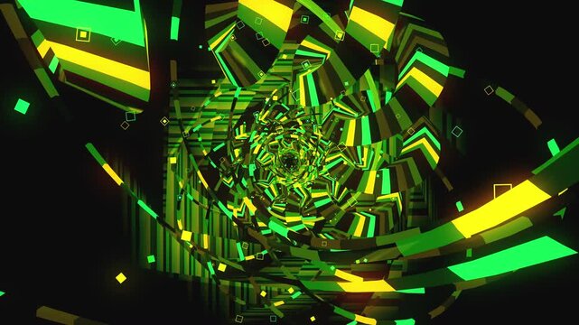 Dynamic sci-fi corridor loop with glowing fluid patterns and electronic energy for high-tech club visuals, electronic music festivals, stage screens and for LED video walls