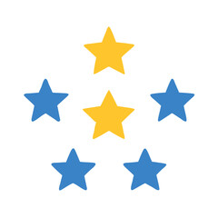 Group of stylized stars with blue and yellow colors