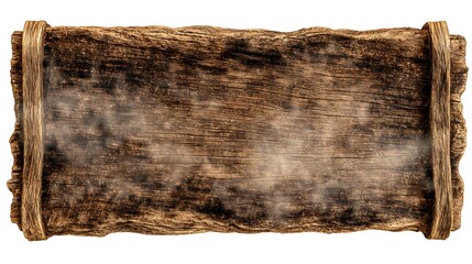 A rustic wooden plank on a white background.