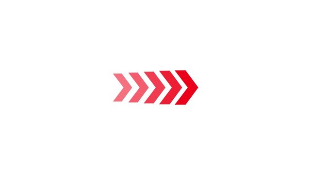 Red direction concept arrow icon on white background. Abstract arrows indicates the direction of the overlay video.