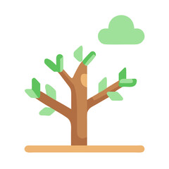 Obraz premium Simple Illustration of Tree and Cloud on White Background