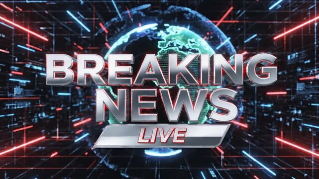 Cinematic 4K Television Broadcast Breaking News Intro Template for Studio Media Program Featuring Dynamic Motion Graphics and High Quality Digital Backdrop Animation Background for TV Journal