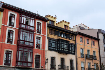 Fototapeta premium Old colourful buildings, Ribadesella, Asturias, Spain,