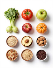 Healthy Clean Eating Food on White Background