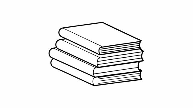 Illustration showing a stack of three books with visible spines and covers in a simple line drawing on transparent background silhouette