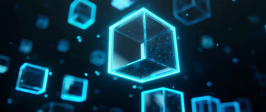Futuristic digital blocks representing blockchain technology