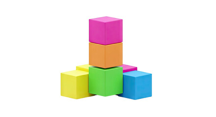 Fototapeta premium Colorful Building Blocks Stacked on a White Background