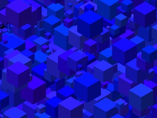 Obraz premium abstract cubes art blue on black