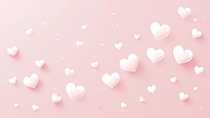Soft Pink Background with Floating Hearts and Subtle Sparkles.