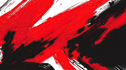 Dynamic Abstract Red and Black Brush Strokes with Splatters.