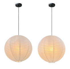 White paper lantern decorating ambient lighting with a spherical shape. Chinese paper lantern. China ball soft light diffuser