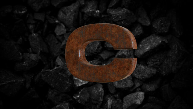 Rusty Metal Font Letter C