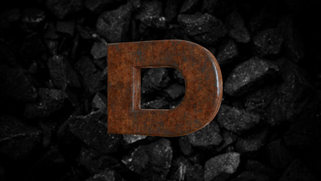 Rusty Metal Font Letter D
