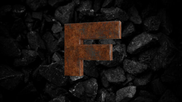 Rusty Metal Font Letter F