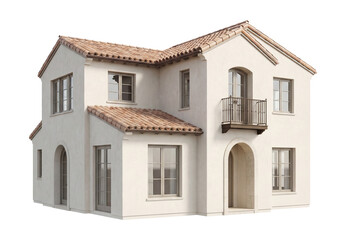 Obraz premium Mediterranean-style private house with terracotta tiles and stucco walls.