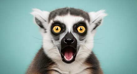Fototapeta premium Ring tailed lemur with a surprised expression