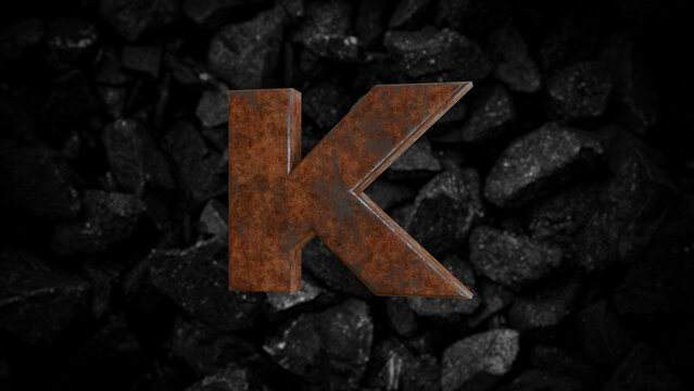 Rusty Metal Font Letter K