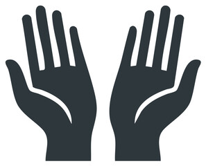 Obraz premium Dark Silhouette of Open Hands Reaching Upwards in a Gesture of Prayer or Supplication