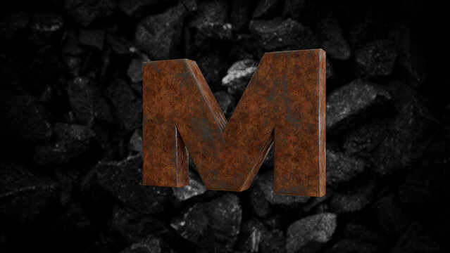 Rusty Metal Font Letter M