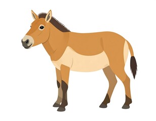 Fototapeta premium A stylized illustration of a tan horse-like animal with a dark mane and tail