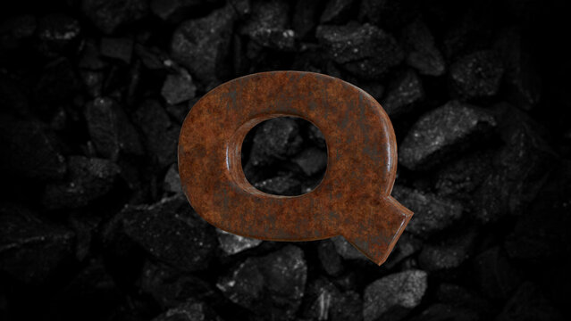 Rusty Metal Font Letter Q