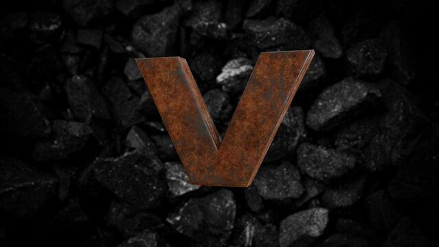 Rusty Metal Font Letter V