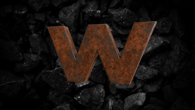 Rusty Metal Font Letter W