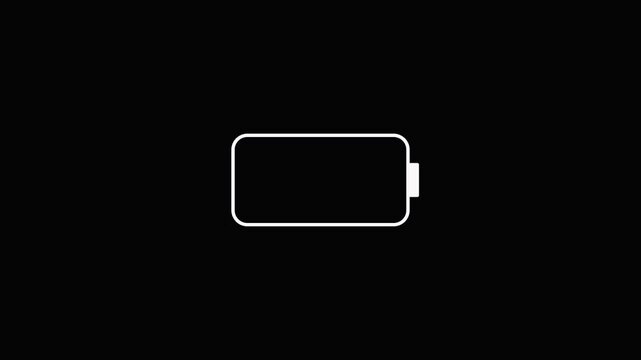 Battery Icon with Lightning Bolt on Black Background for Displays Looping Motion Animation