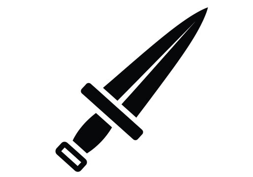 Simple black silhouette of a dagger on white background