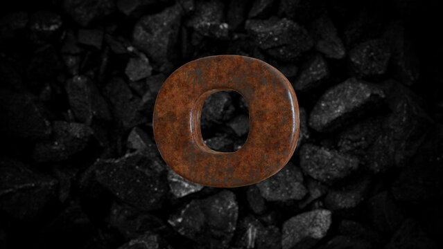 Rusty Metal Font Number 0