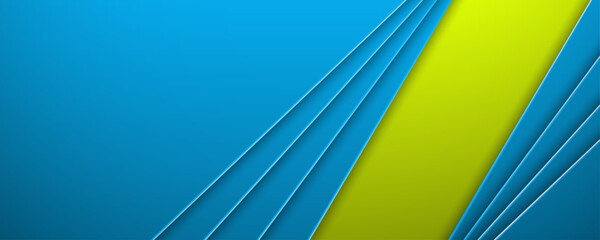 Teal and yellow diagonal paper cut composition