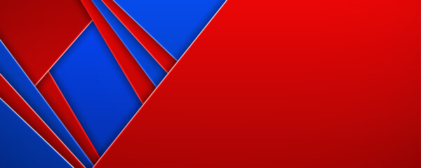 Red and blue complex geometric paper layers