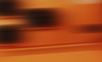 Horizontal motion blur overlay, orange tangerine black brown palette, film burn gradient, warm...