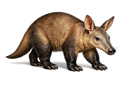 Brown aardvark standing isolated on white background wildlife animal illustration