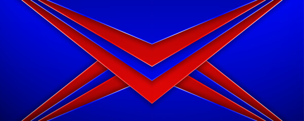 Symmetrical blue and red X shape paper art