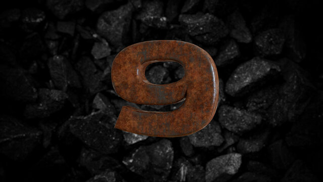 Rusty Metal Font Number 9