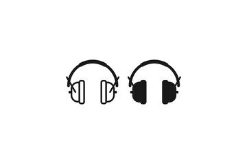 solid and outline icon of ear protection