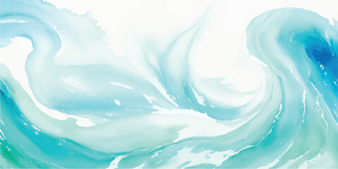 Smooth Abstract Ocean Wave Watercolor Texture Soft Blue Green