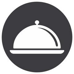 Obraz premium Food Serving Dish Icon with Cloche Lid on a Dark Circular Background