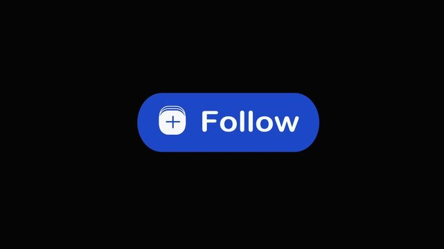 Blue Follow Button Design on Black Background for Social Media Use Looping Motion Animation
