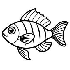 Electric Blue Acara line art vector