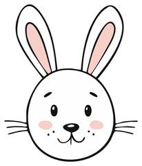 Obraz premium Adorable cartoon rabbit head illustration in minimalistic style