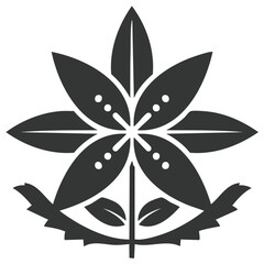 Stylized Tropical Flower Vector Emblem with Ornamental Petals and Organic Swirl Design