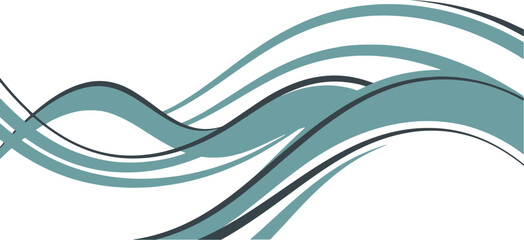Abstract Blue Flowing Wave Lines Vector Design