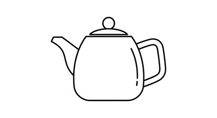 Obraz premium Simple Line Art Teapot Icon - Minimalist Beverage Container