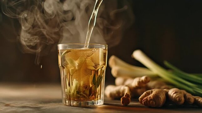 Traditional Indonesian Herbal Drink Preparation with Natural Ingredients