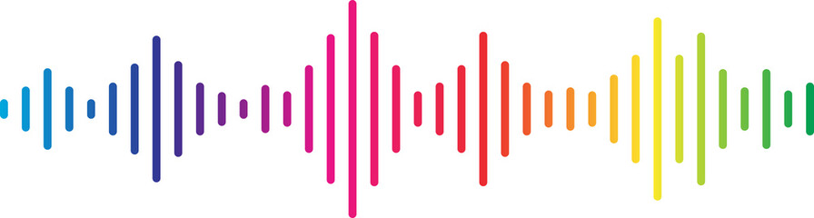 Obraz premium Colorful sound wave visualization with vibrant spectrum bars on a dark background isolated on transparent background