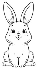 Fototapeta premium Cute cartoon bunny rabbit character line art illustration for coloring book design