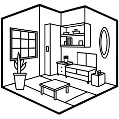 Room line art vector