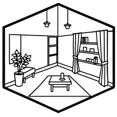 Room line art vector